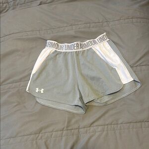 Under Armour Gray and White Athletic Shorts Lightweight Performance
